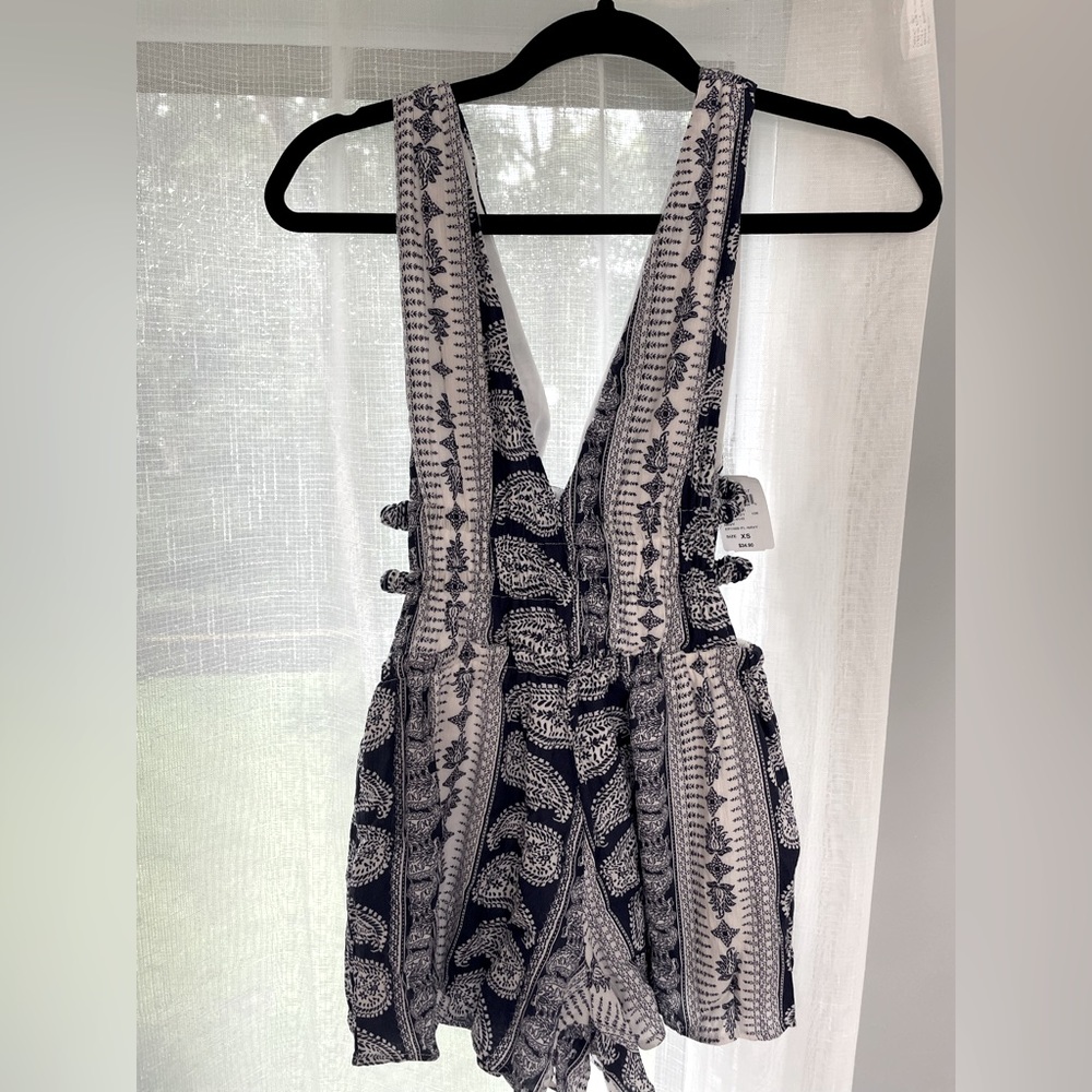 Blue and white Paisley romper